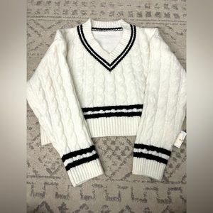 Commense, size small sweater, black and white, cropped